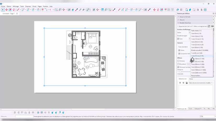 18. Mettre le plan LayOut à l'échelle et retrouver vos scènes